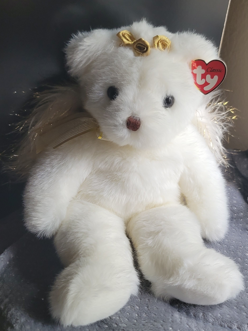 Ty Classics Collection “Divine” the White and Gold Angel Bear